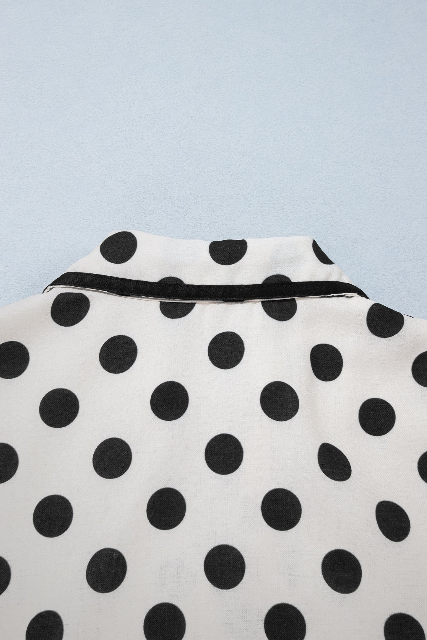 White Polka Dot Half Sleeve Collar V Neck Pocketed Casual Mini Dress