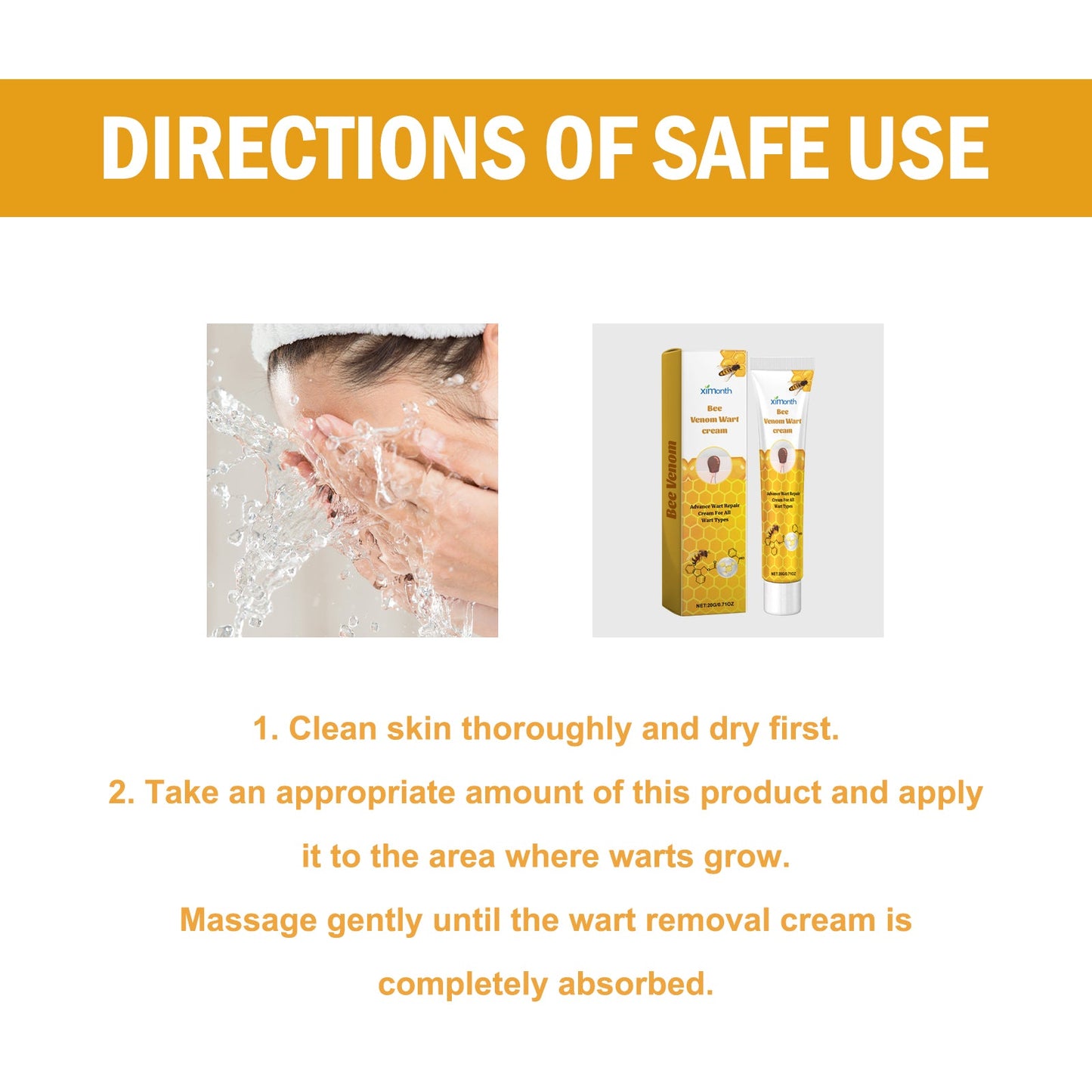 Ximonth Bee Venom Wart Cream, Repair Smooth Skin Lightening Nevus Spot Nevus Cure Wart Care Cream