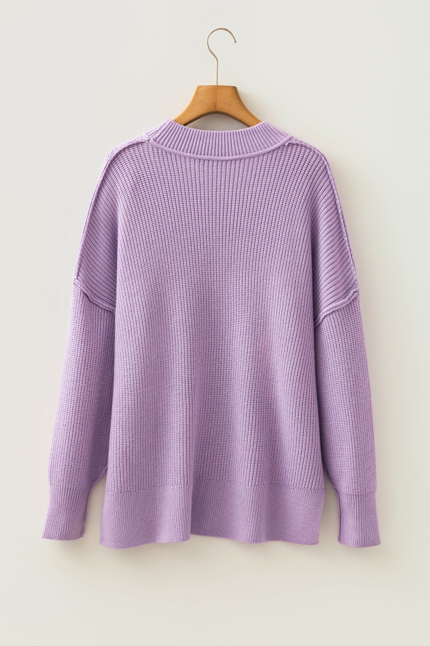 Orchid Bouquet Long Sleeve Ribbed Knit Stand Neck Regular Fit Pullover Sweater