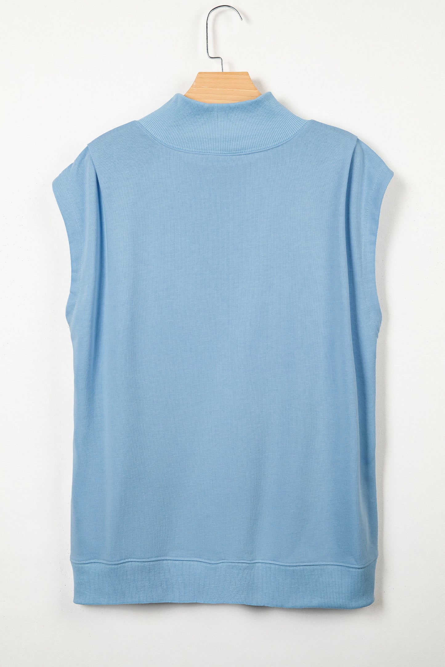 Orange Solid Color High Neck Cap Sleeve Loose Top