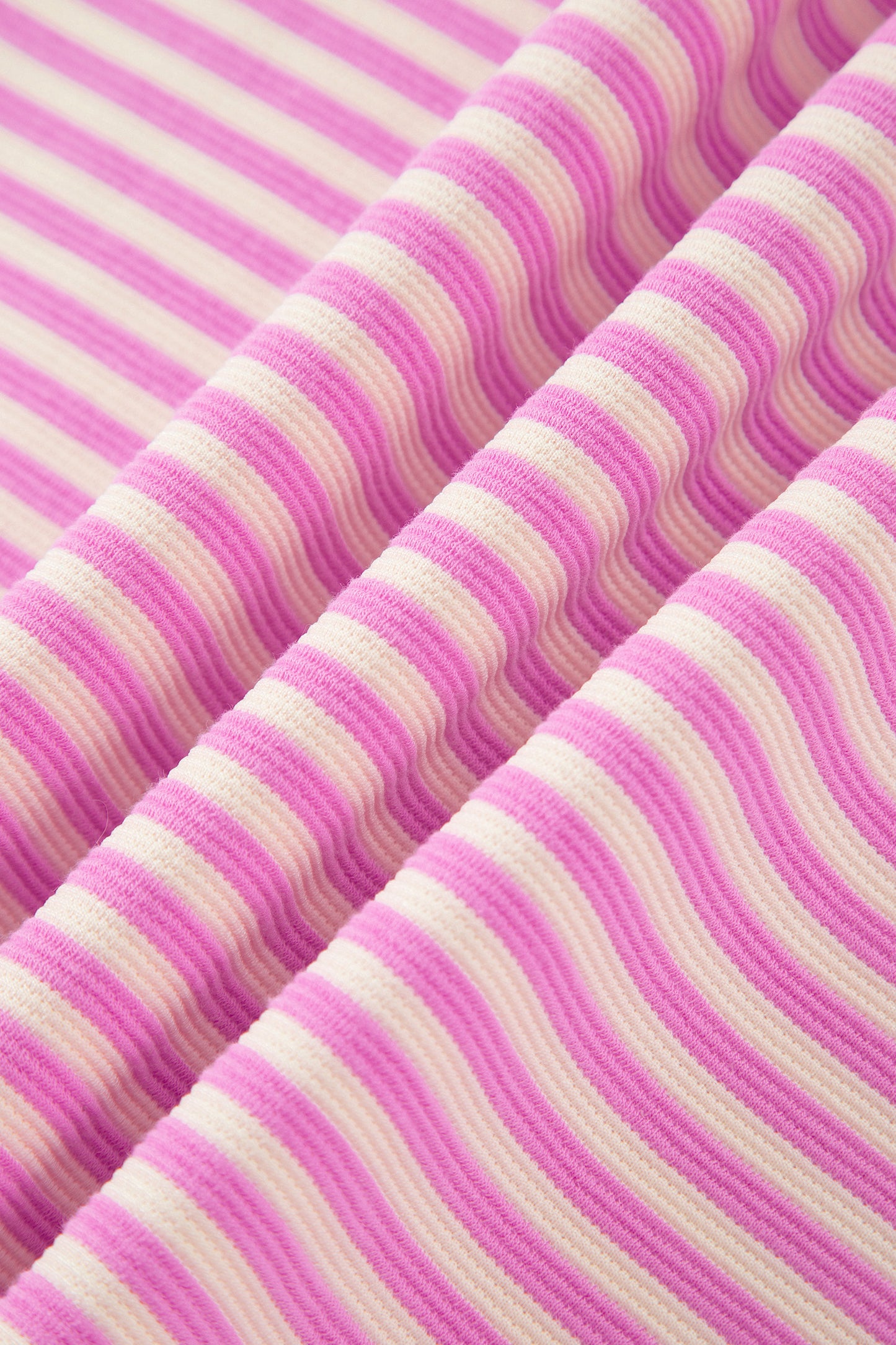 Pink Stripe Color Block Detail Split Neck Short Sleeve Blouse
