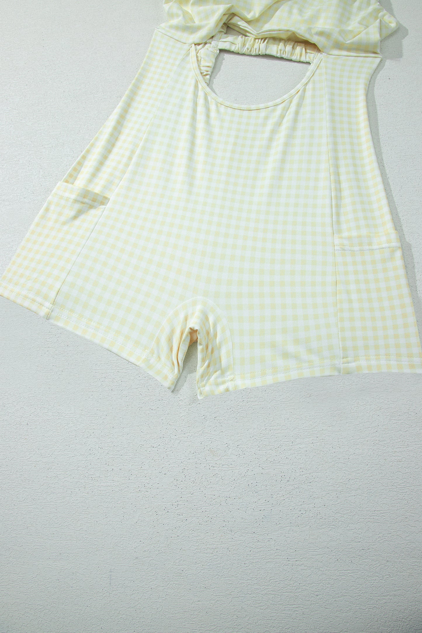 White Faux Two Piece Gingham Contrast Patchwork Loose Mini Dress