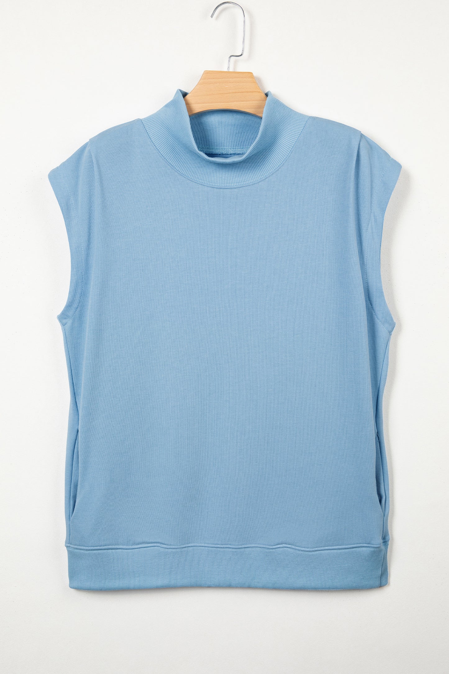 Orange Solid Color High Neck Cap Sleeve Loose Top
