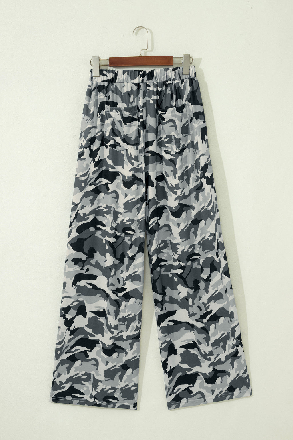 Green Camouflage Print Drawstring Casual Pants