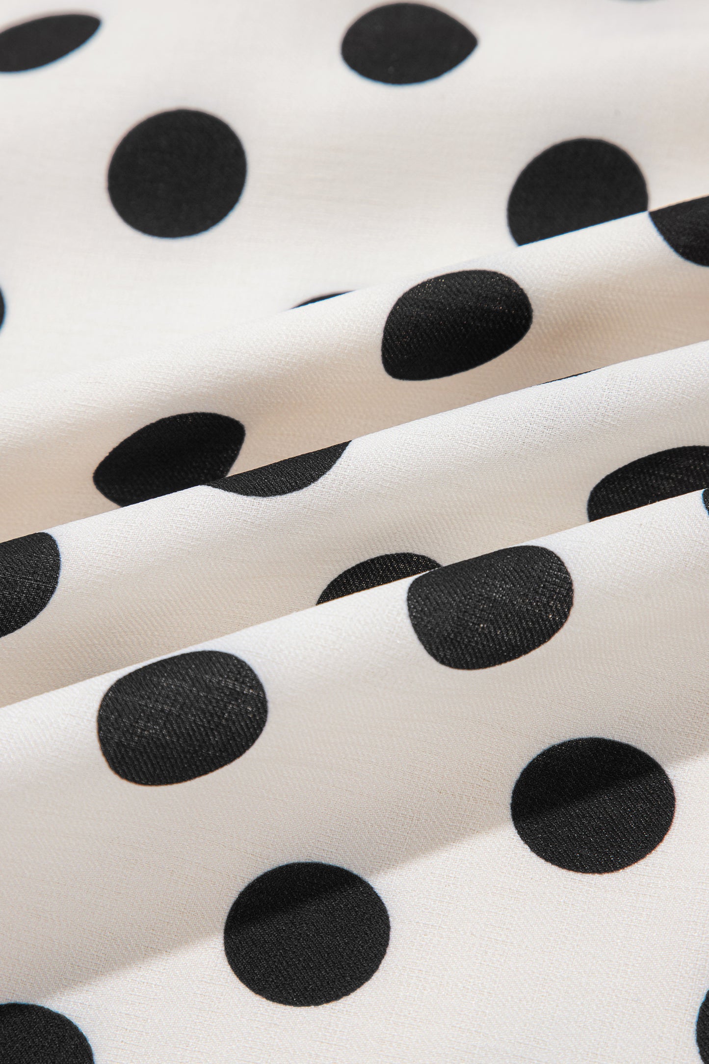 White Polka Dot Half Sleeve Collar V Neck Pocketed Casual Mini Dress