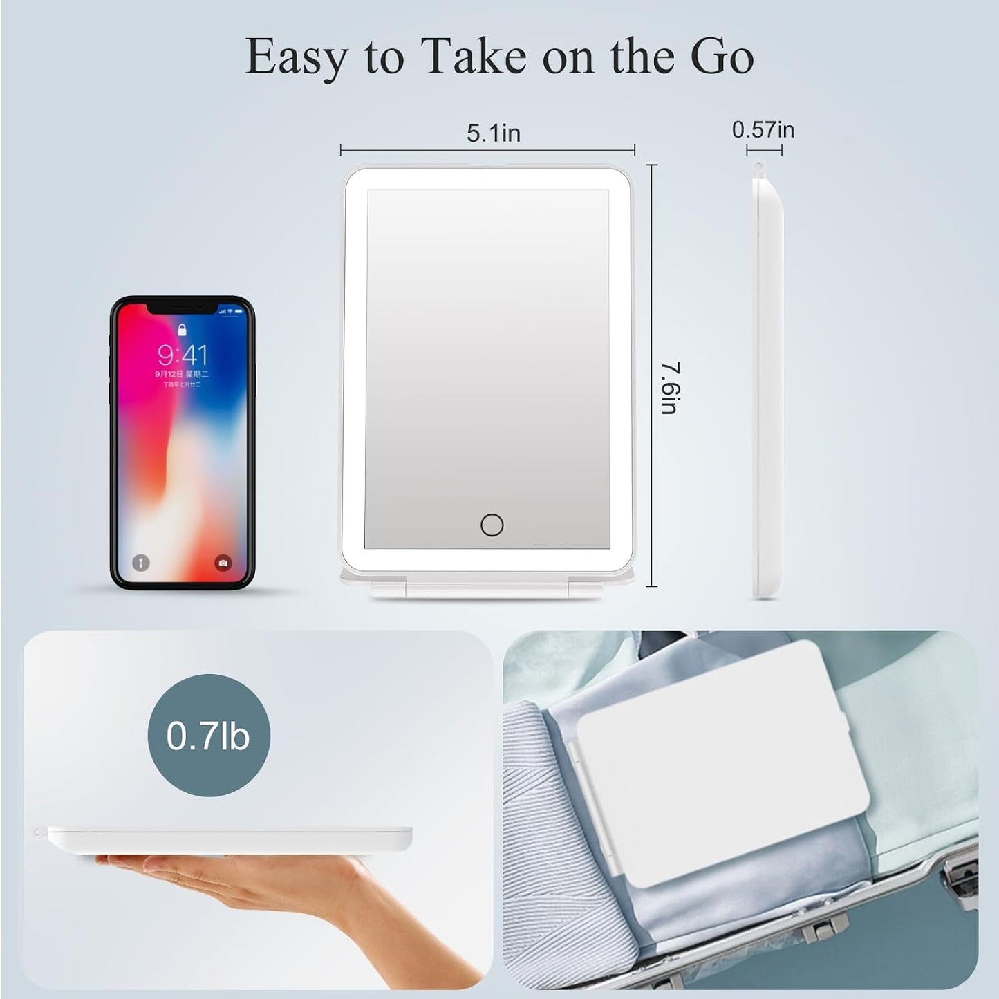 BrightLight Travel Beauty Mirror