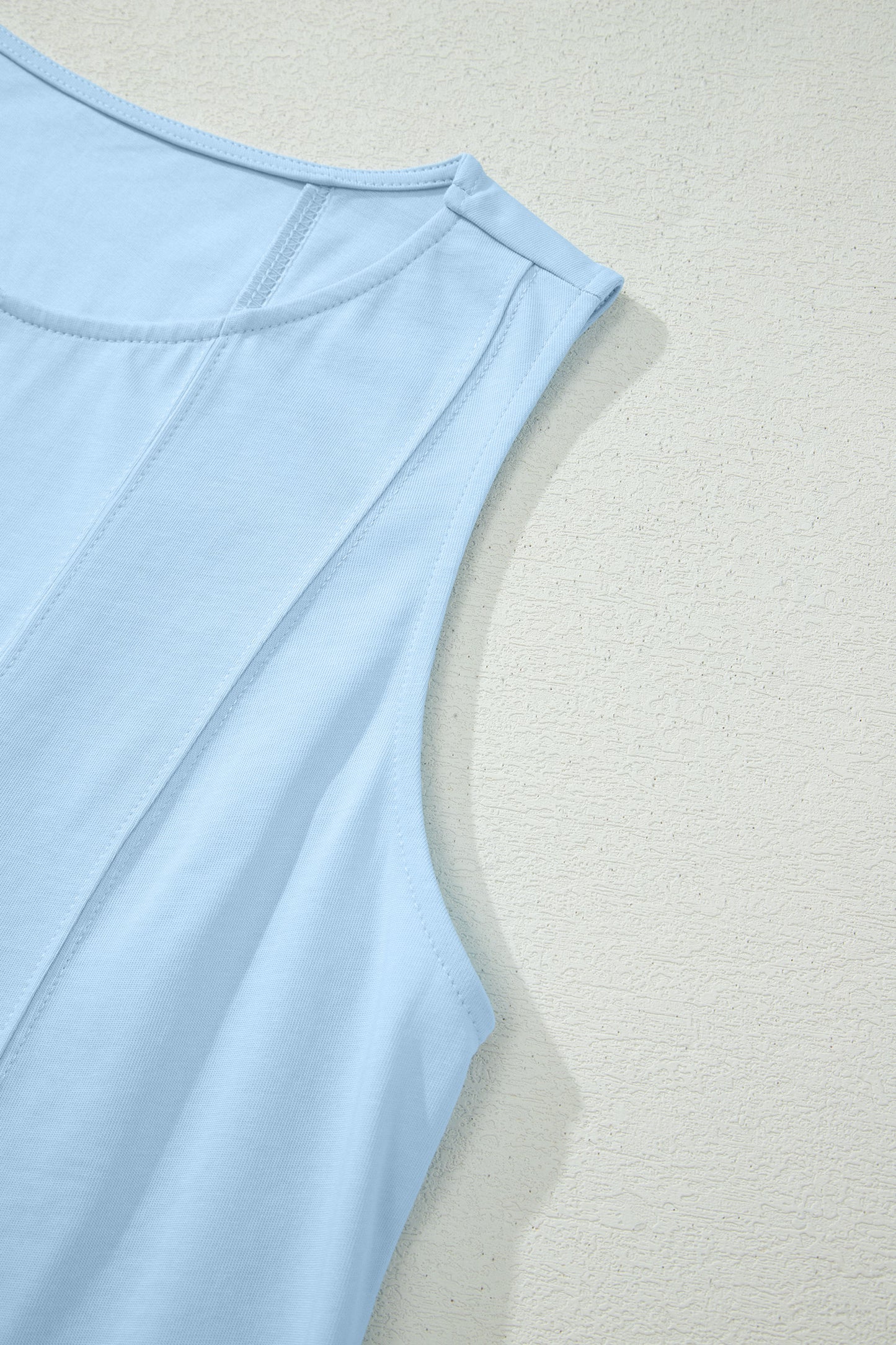 Pink Stitched Detail Loose Tank Top Cotton 2pcs Short Set