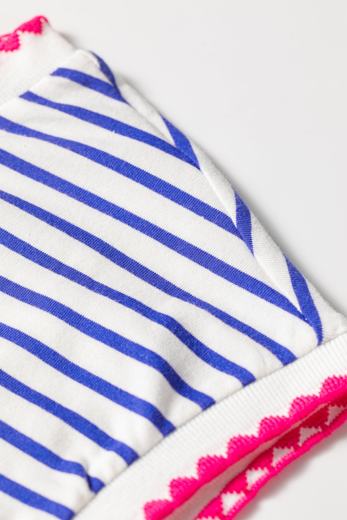 Blue Stripe Contrast Trim Round Neck Cap Sleeve Tee