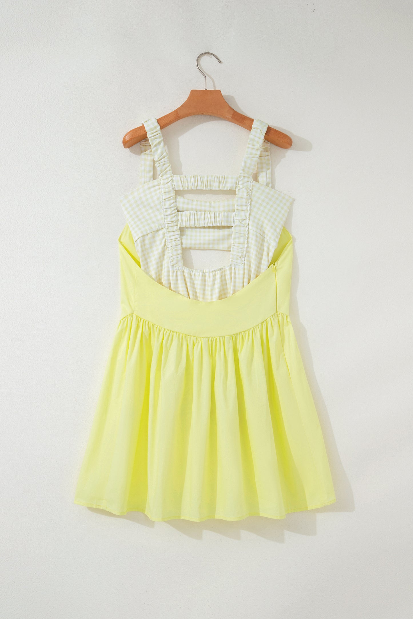 White Faux Two Piece Gingham Contrast Patchwork Loose Mini Dress