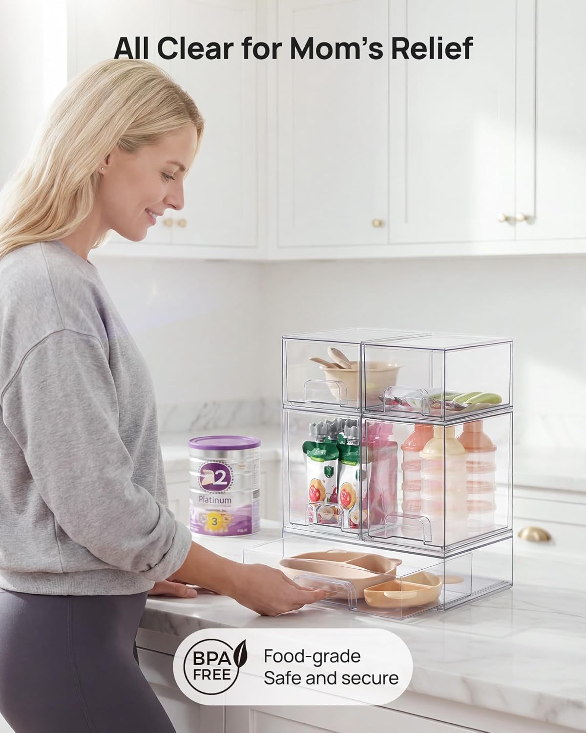 Clear Stackable Drawer Set