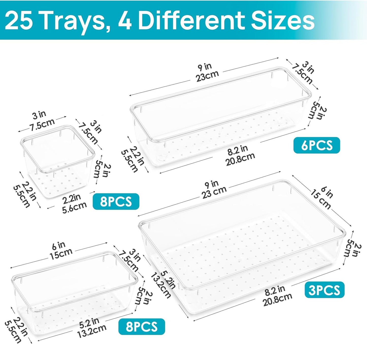 Clear Drawer Organizer Set