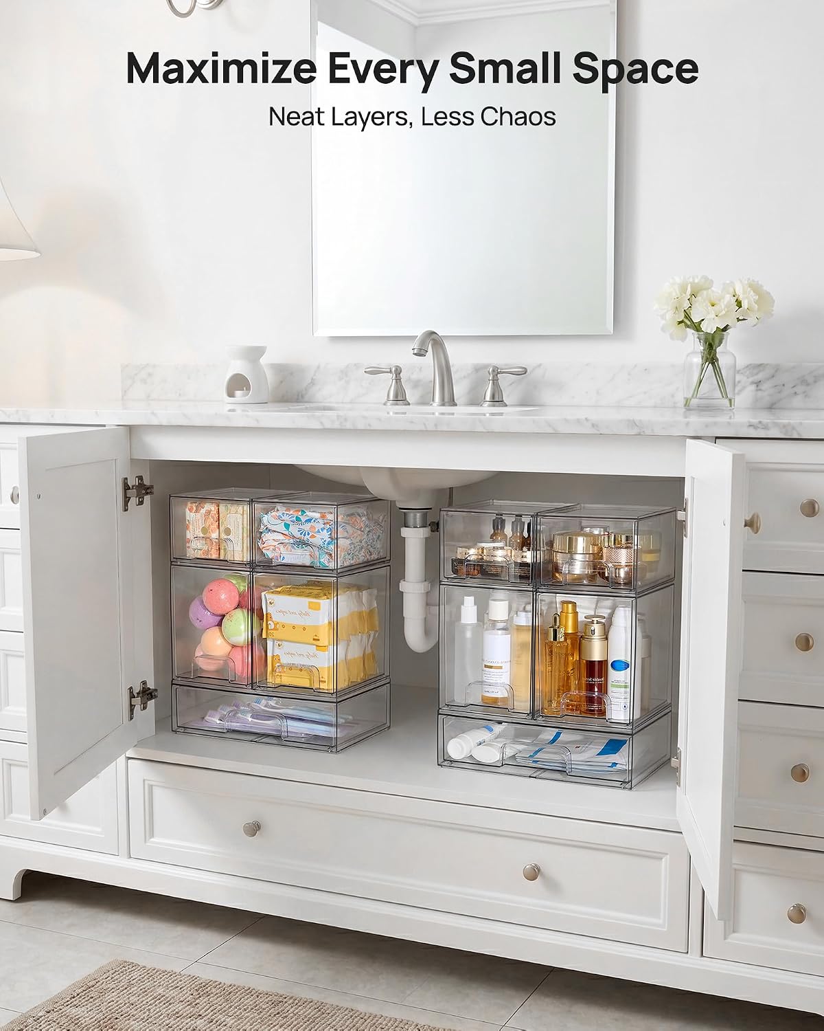 Clear Stackable Drawer Set