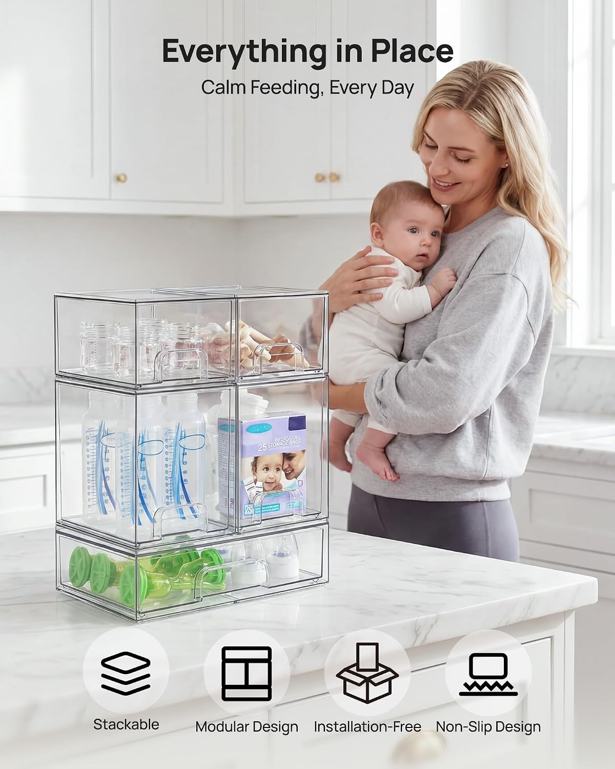Clear Stackable Drawer Set