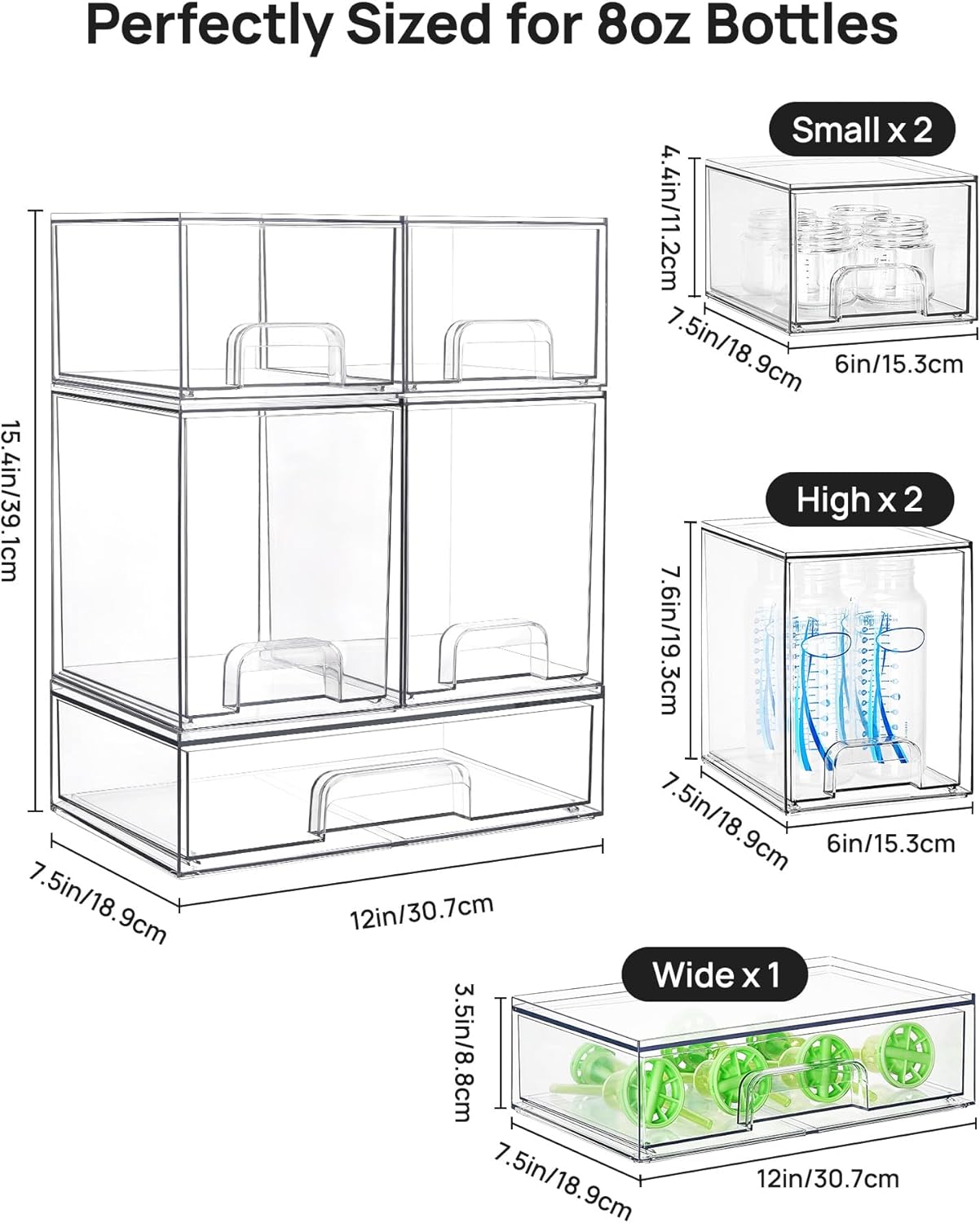 Clear Stackable Drawer Set