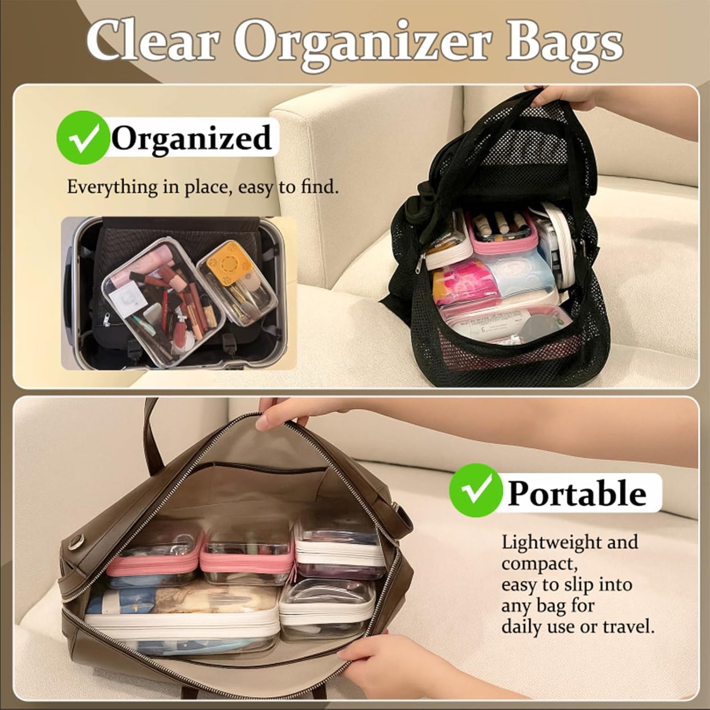 Clear Zipper Travel Organizer Set