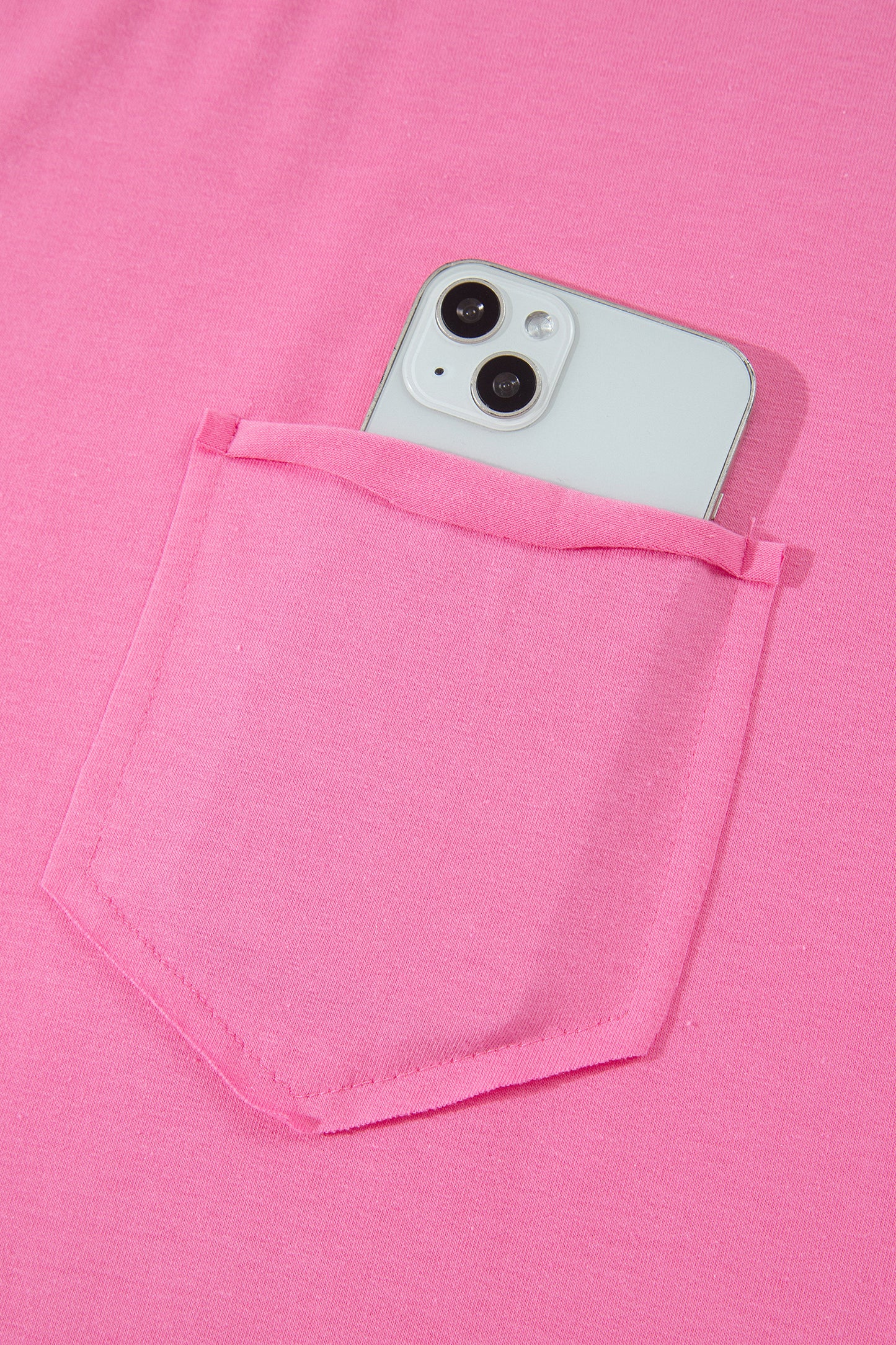 Strawberry Pink Raw Edge Patch Pocket Oversized Top and Shorts Set