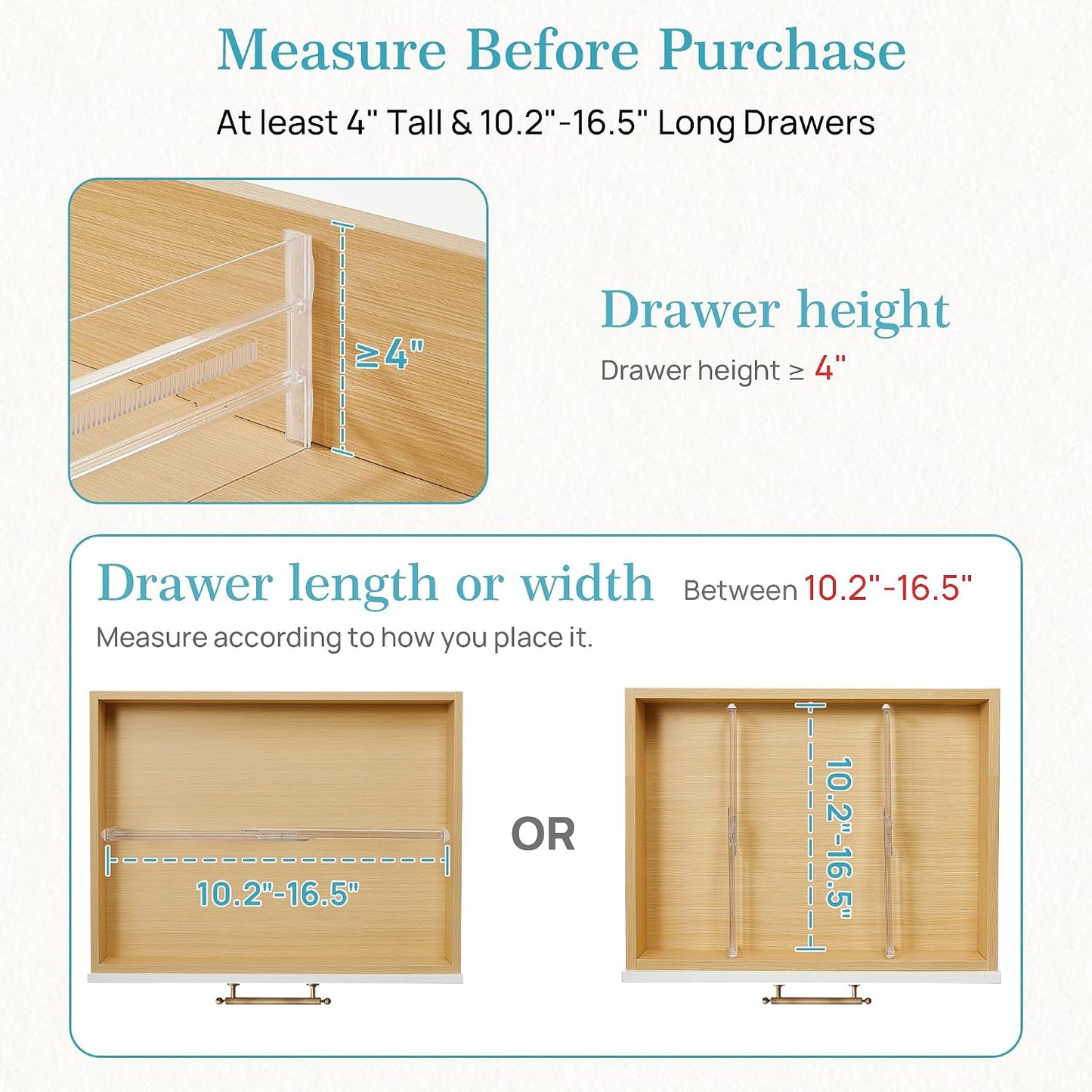 Clear Adjustable Drawer Organizers