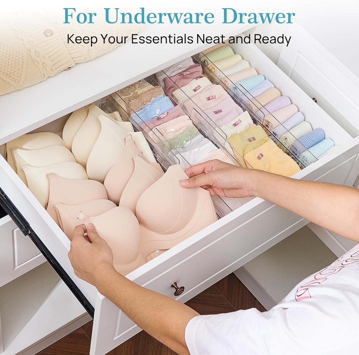 Clear Adjustable Drawer Organizers