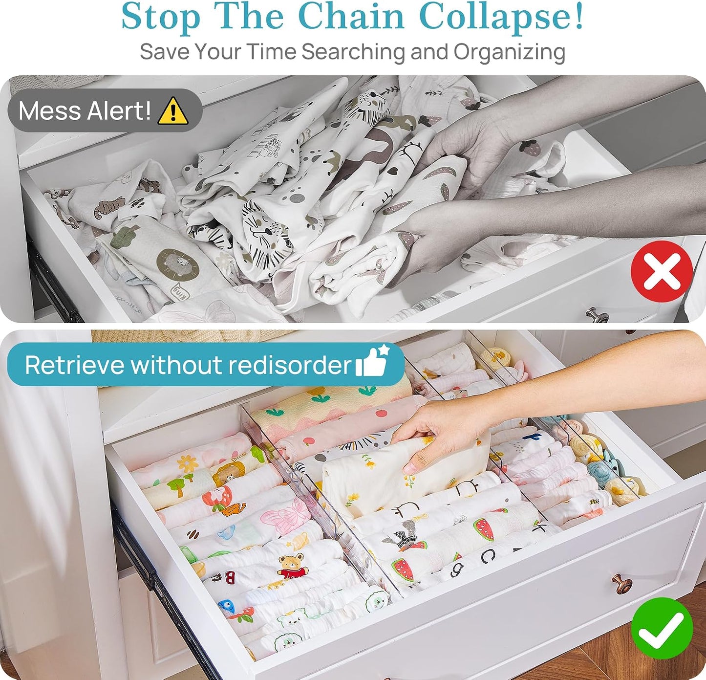Clear Adjustable Drawer Organizers