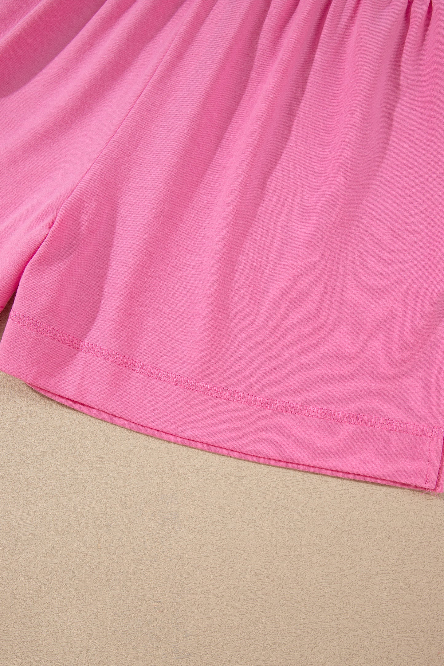 Strawberry Pink Raw Edge Patch Pocket Oversized Top and Shorts Set