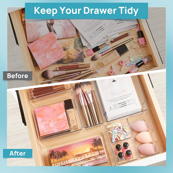 Clear Drawer Organizer Set