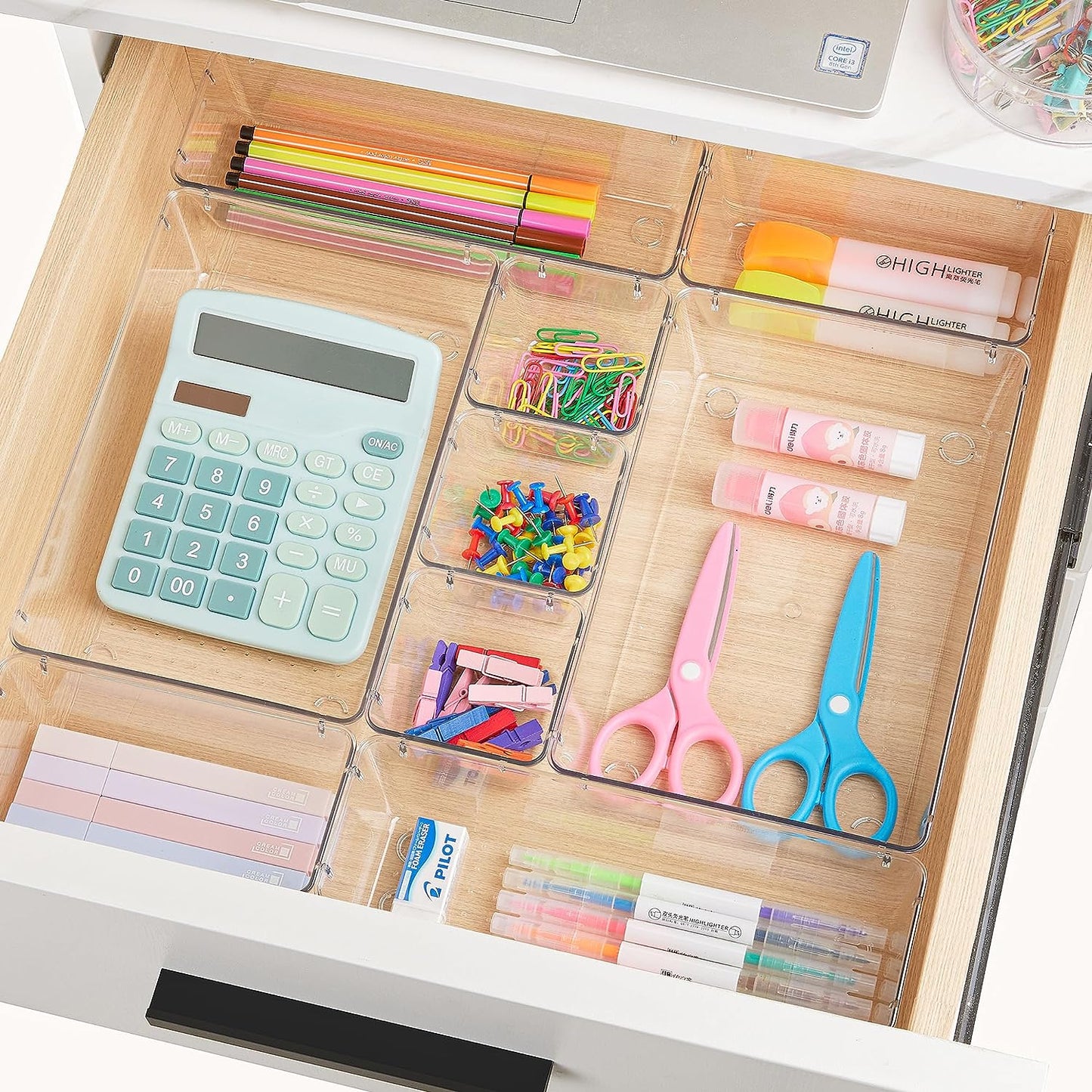 Clear Drawer Organizer Set