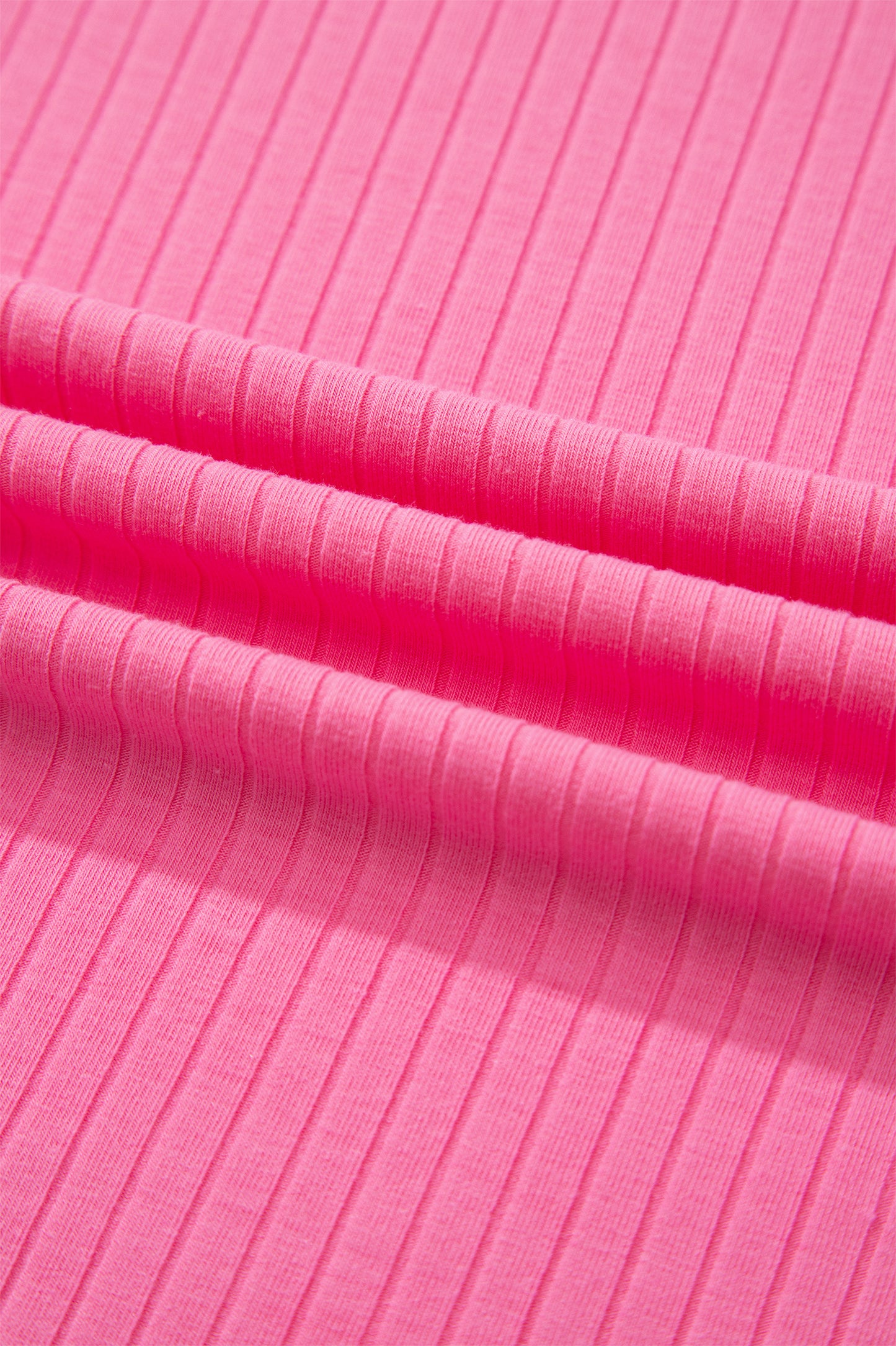 Sachet Pink Soft Ribbed Color Block Trim Casual Short Set