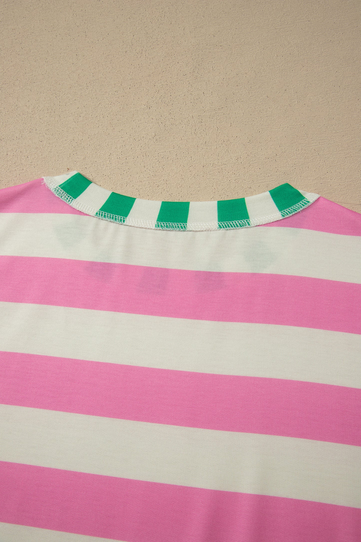 Yellow Stripe Exposed Seam Contrast Patchwork Oversized Top
