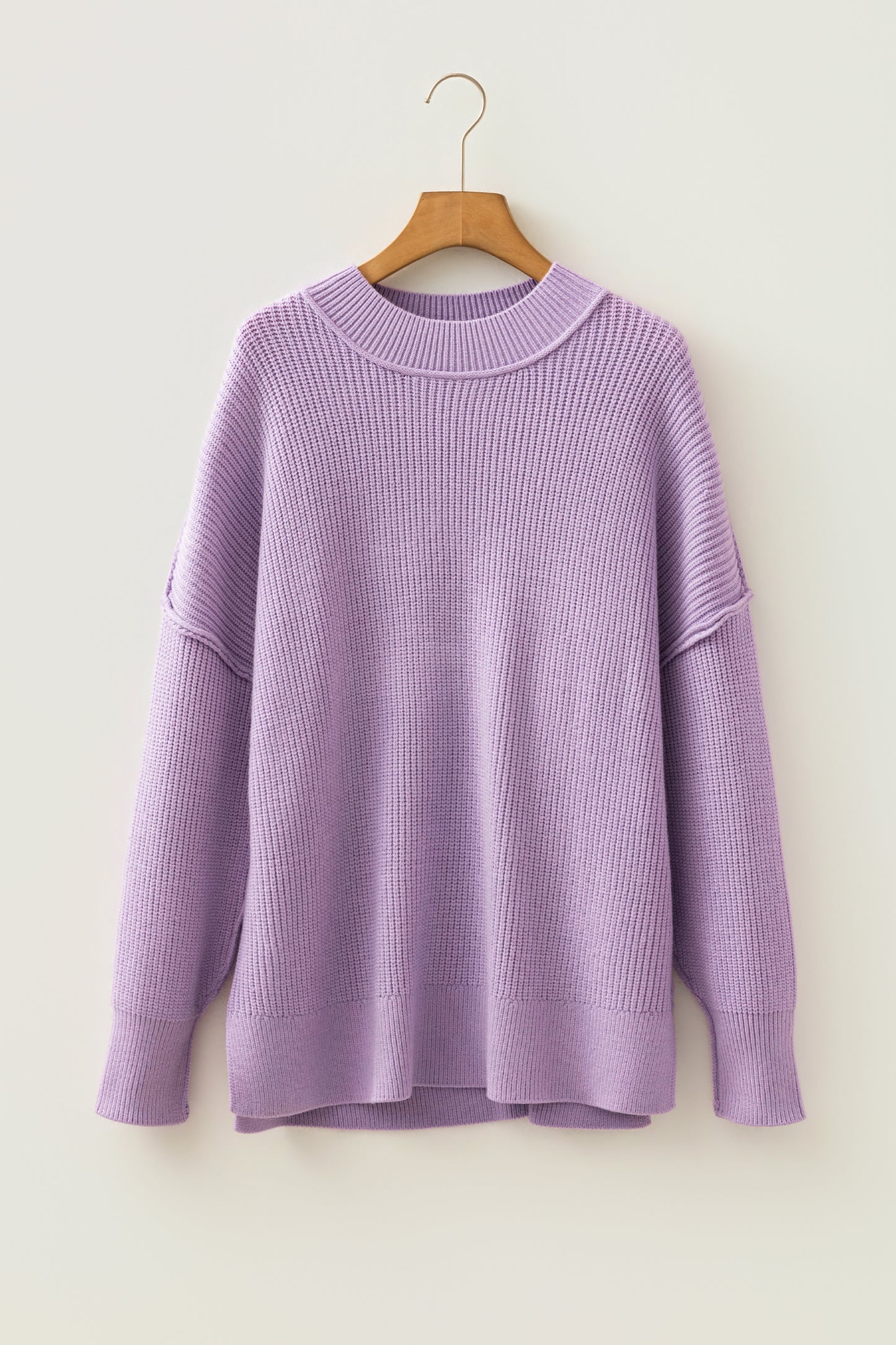 Orchid Bouquet Long Sleeve Ribbed Knit Stand Neck Regular Fit Pullover Sweater