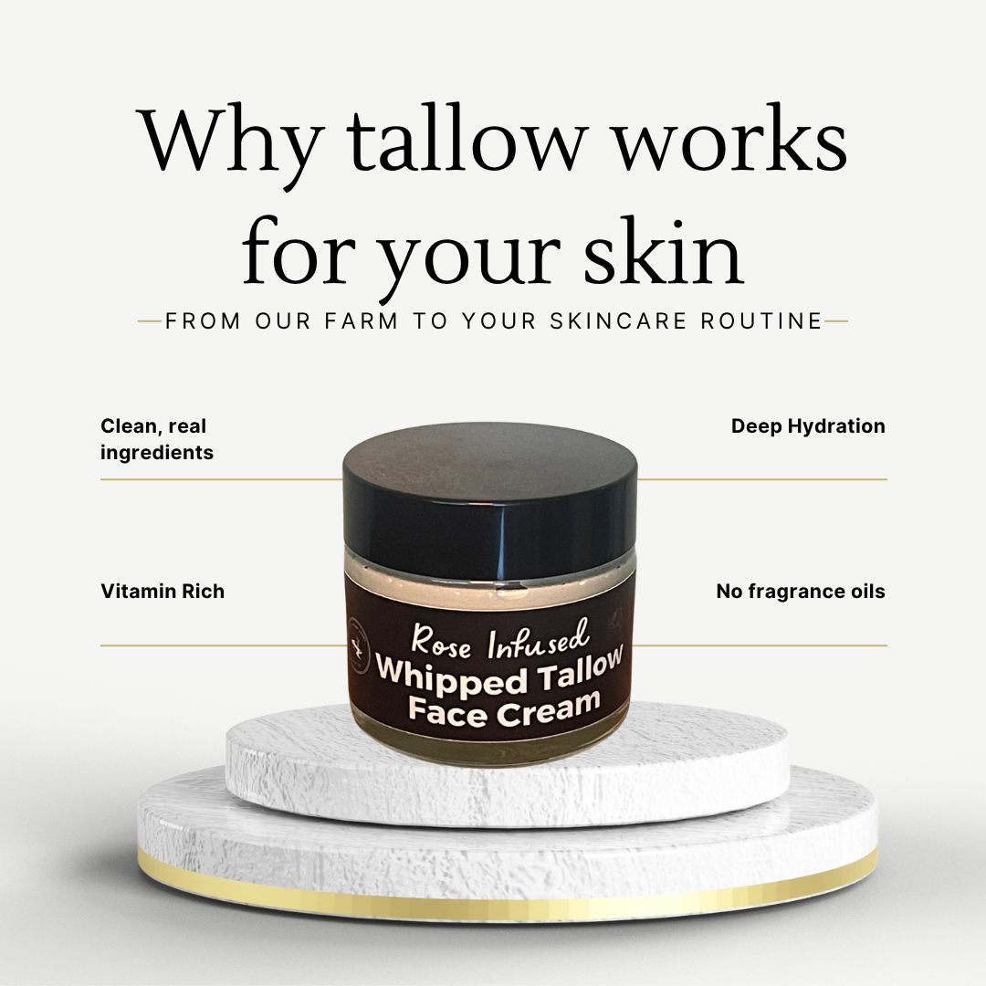Rose Tallow Face Cream – Grass-Fed Tallow Moisturizer for Dry & Sensitive Skin