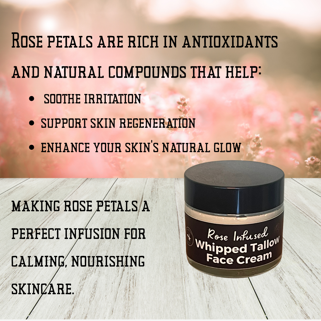 Rose Tallow Face Cream – Grass-Fed Tallow Moisturizer for Dry & Sensitive Skin