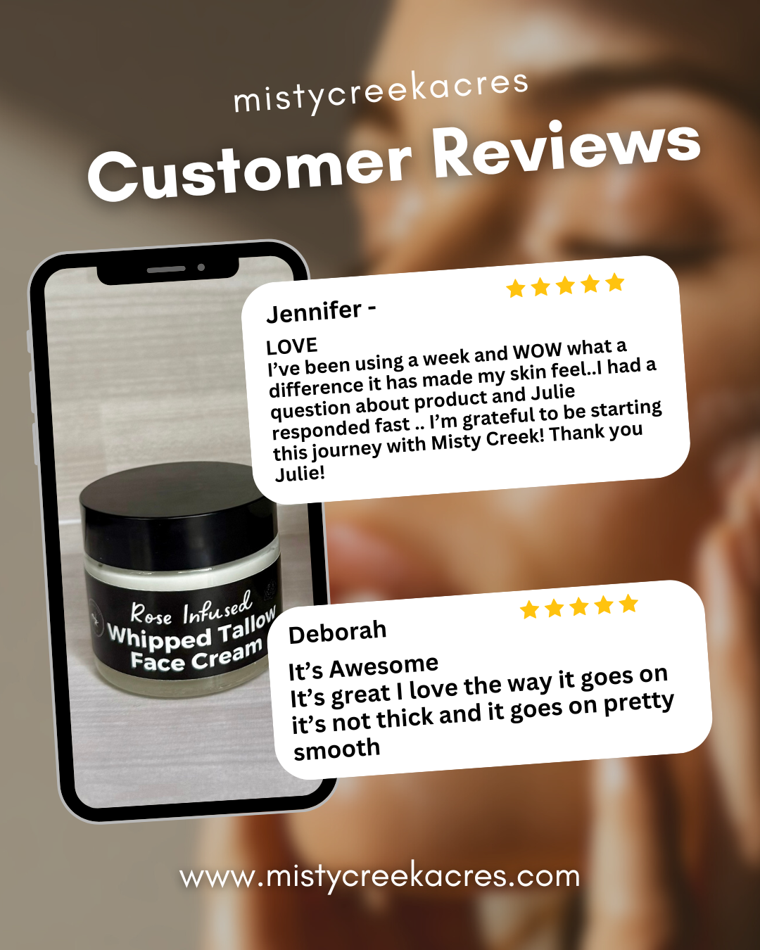 Rose Tallow Face Cream – Grass-Fed Tallow Moisturizer for Dry & Sensitive Skin