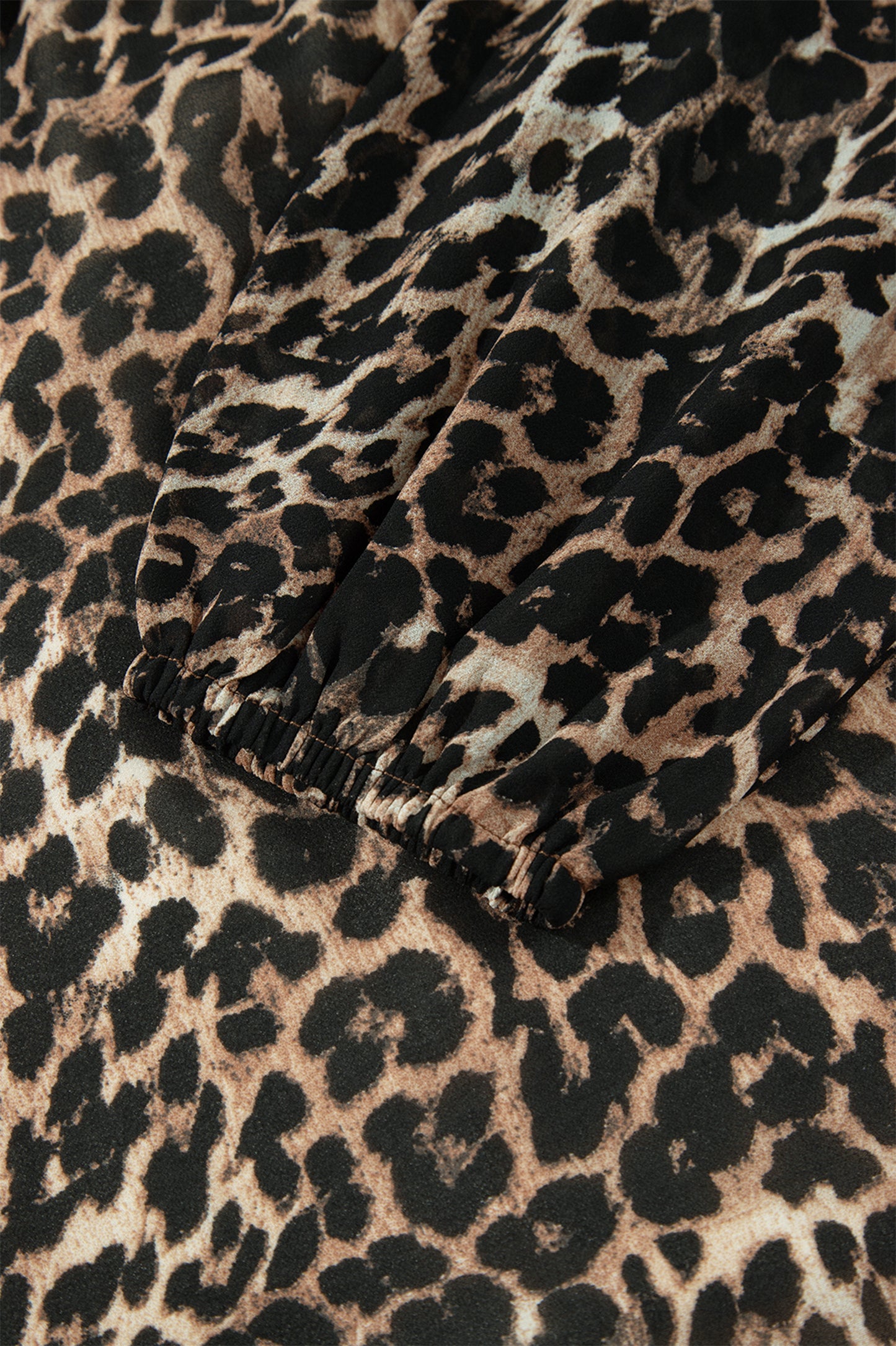 Brown Leopard Print Long Sleeve Short Shift Dress