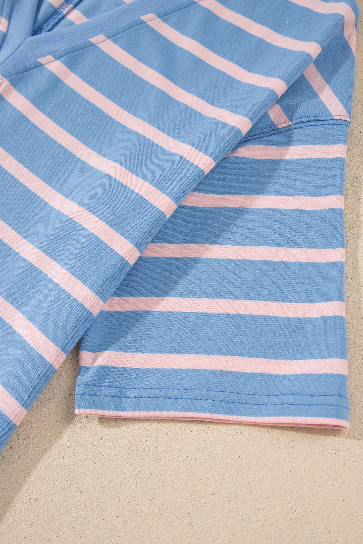 Sky Blue Stripe V Neck Short Sleeve Double Wear Loose Romper