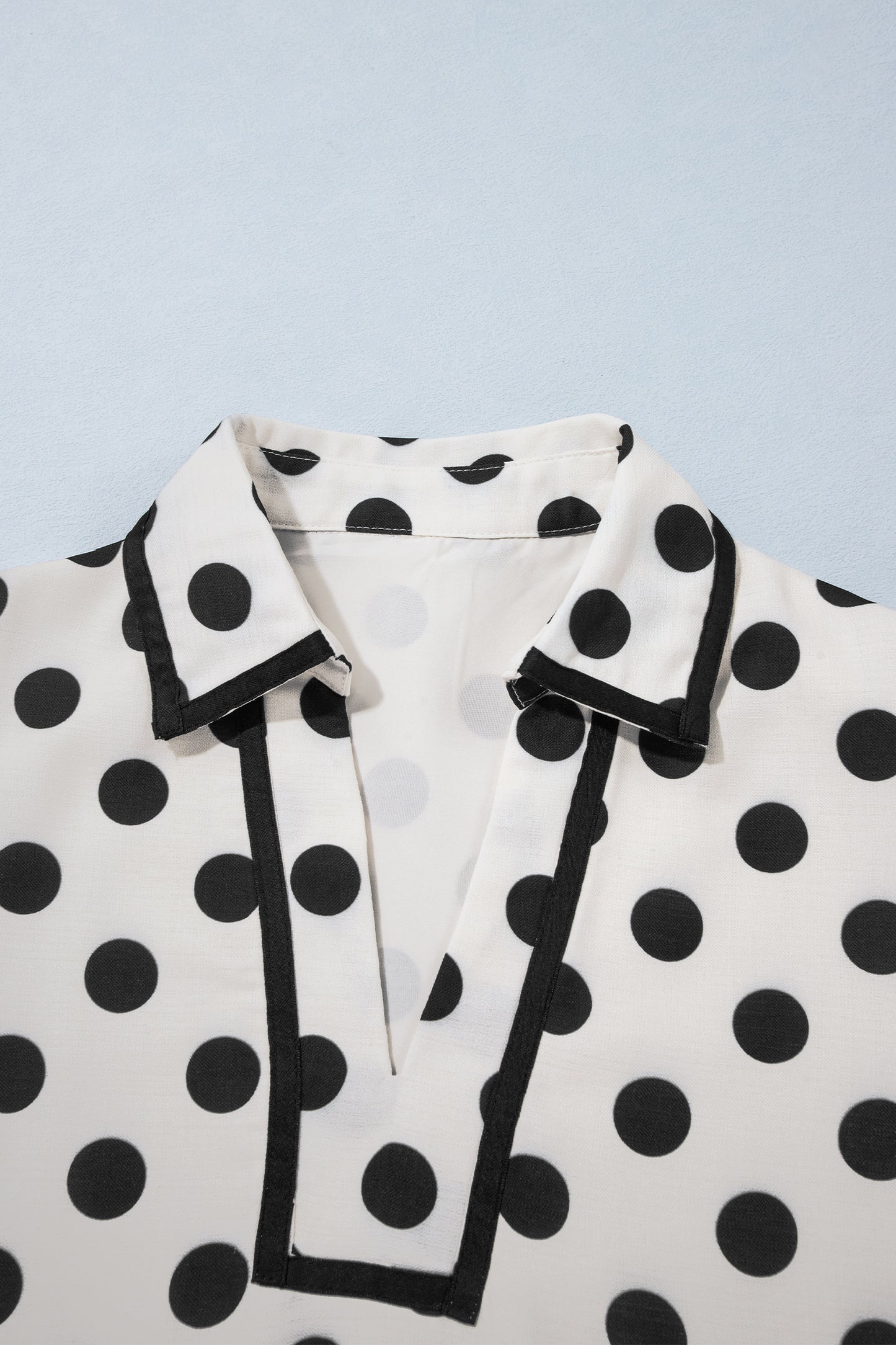 White Polka Dot Half Sleeve Collar V Neck Pocketed Casual Mini Dress