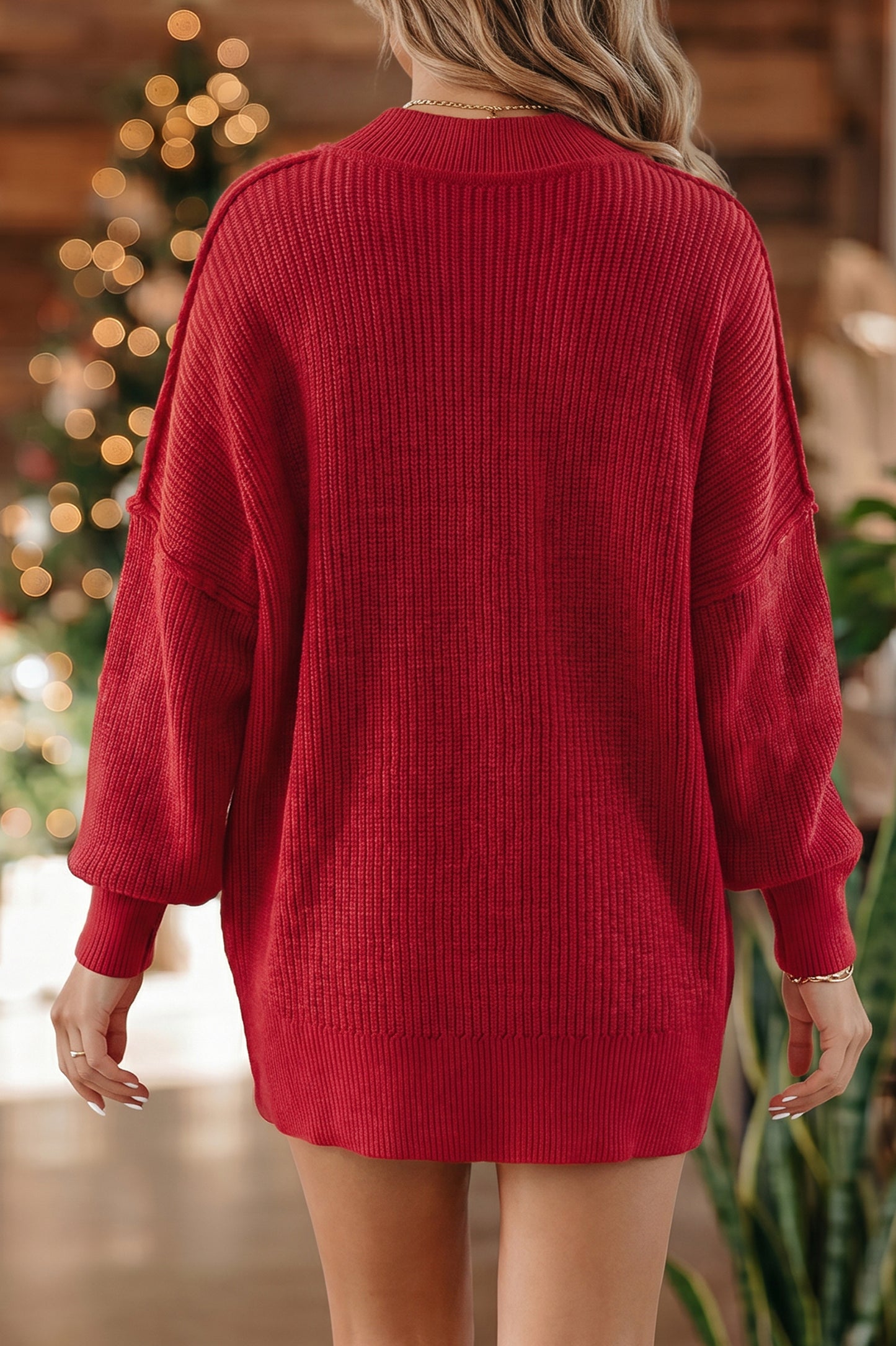 Orchid Bouquet Long Sleeve Ribbed Knit Stand Neck Regular Fit Pullover Sweater