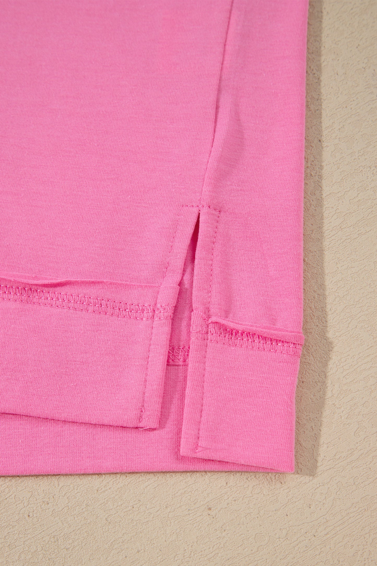 Strawberry Pink Raw Edge Patch Pocket Oversized Top and Shorts Set